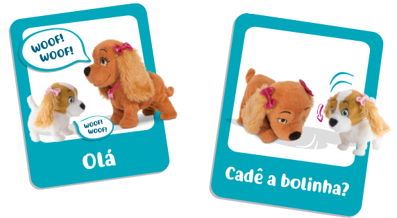 Interage com sua irmã lucy. Olá, cadê a bolinha?