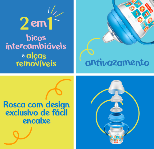 2 em 1 bicos intercambiáveis e alças removíveis