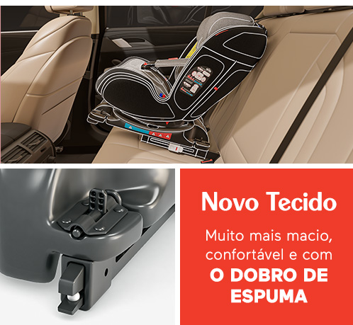 Novo Tecido. Muito mais macio, confortável e com o dobro de espuma.