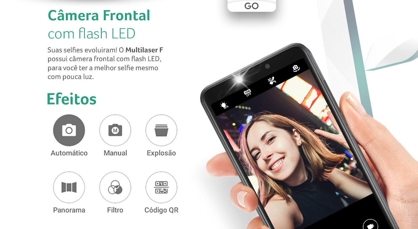 Câmera Frontal e Armazenamento de 16GB