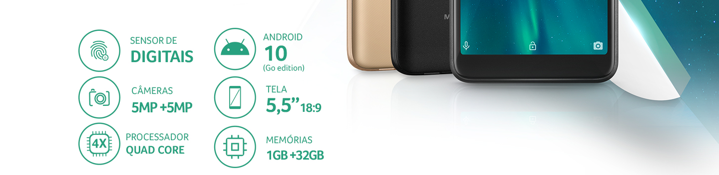 Memoria 16GB Processador QuadCore Android 9 Pie Go Câmera