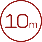 Círculo com uma escrita '10m' dentro