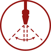 Círculo onde dentro há o bico da lavadora