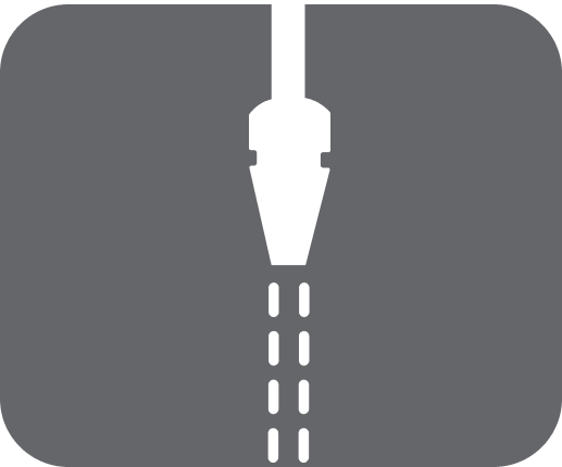 Ícone de um jato da lavadora em um fundo cinza