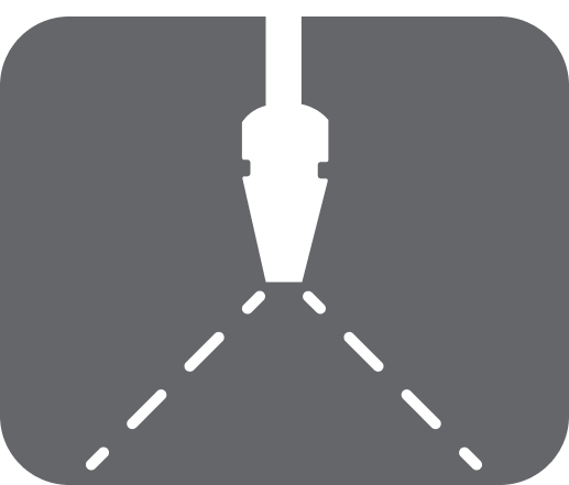 Ícone de um jato da lavadora em um fundo cinza