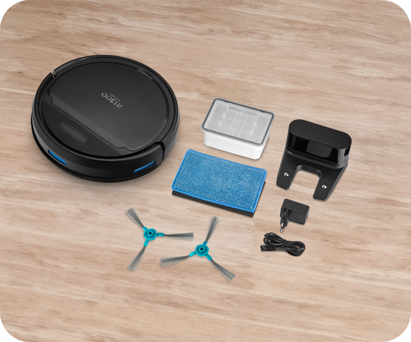 Imagem do kit de ferramentas que acompanha o Robô Aspirador R1300 Multi