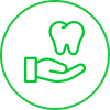 Ilustração de uma mão e um dente