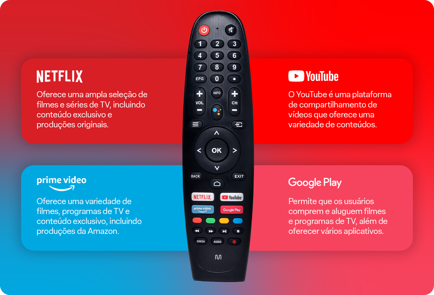 Imagem do controle apresentando suas principais funcionalidades
