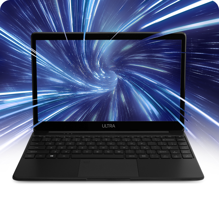 Foto do notebook Ultra aberto de frente