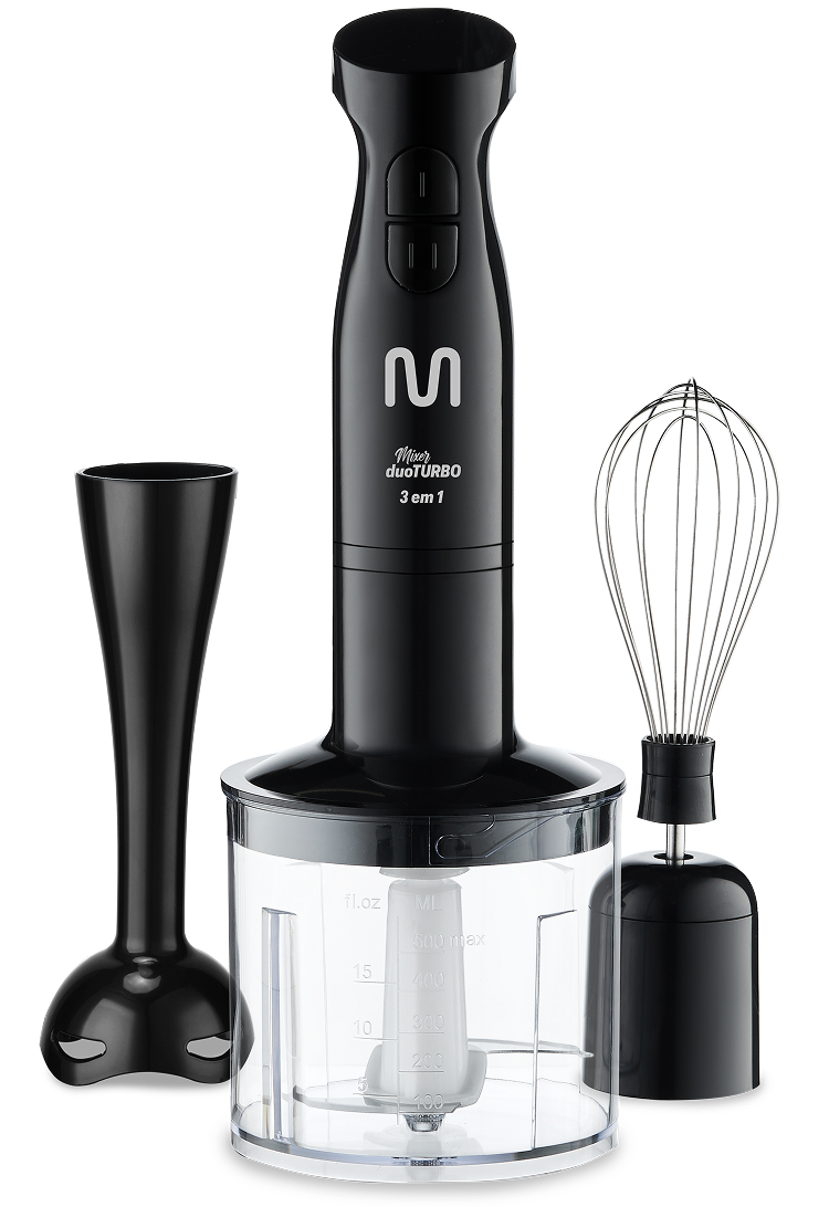 Mixer 3 em 1 desmontado com todos os acessórios