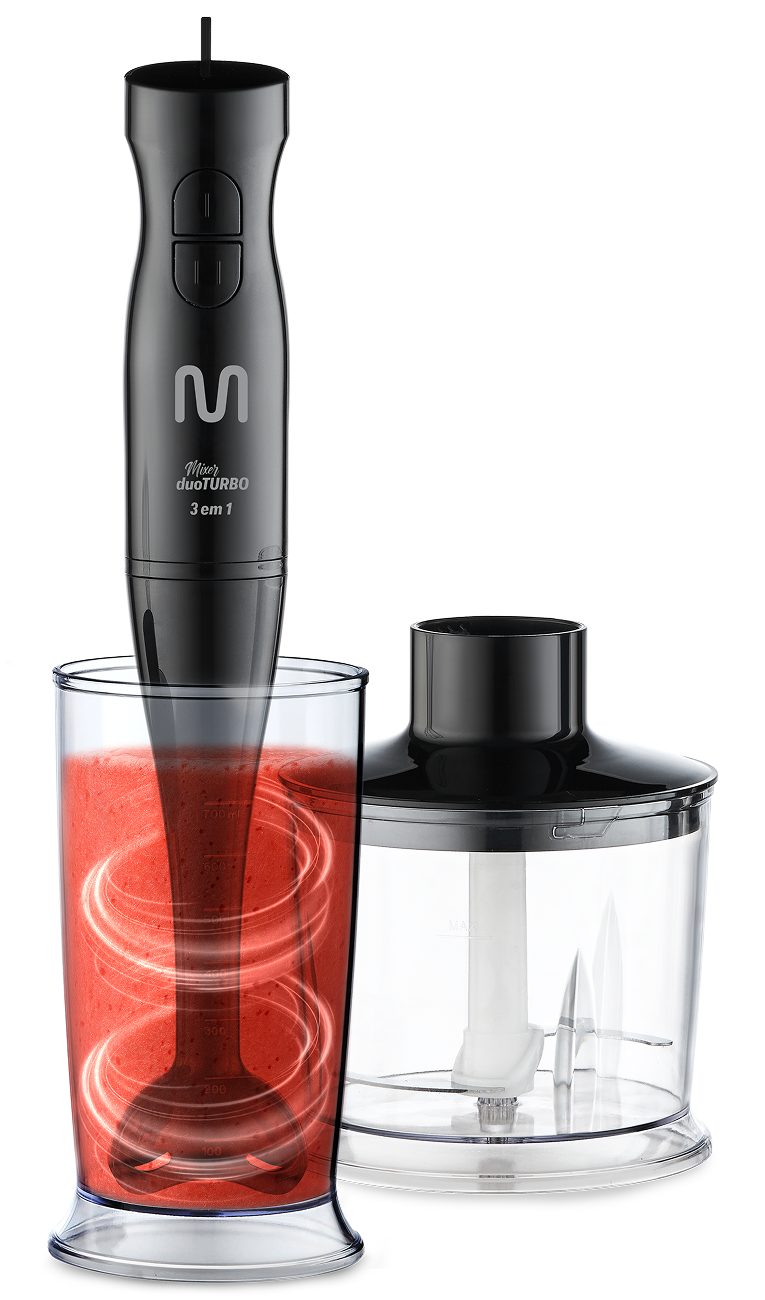 Mixer no copo e miniprocessador