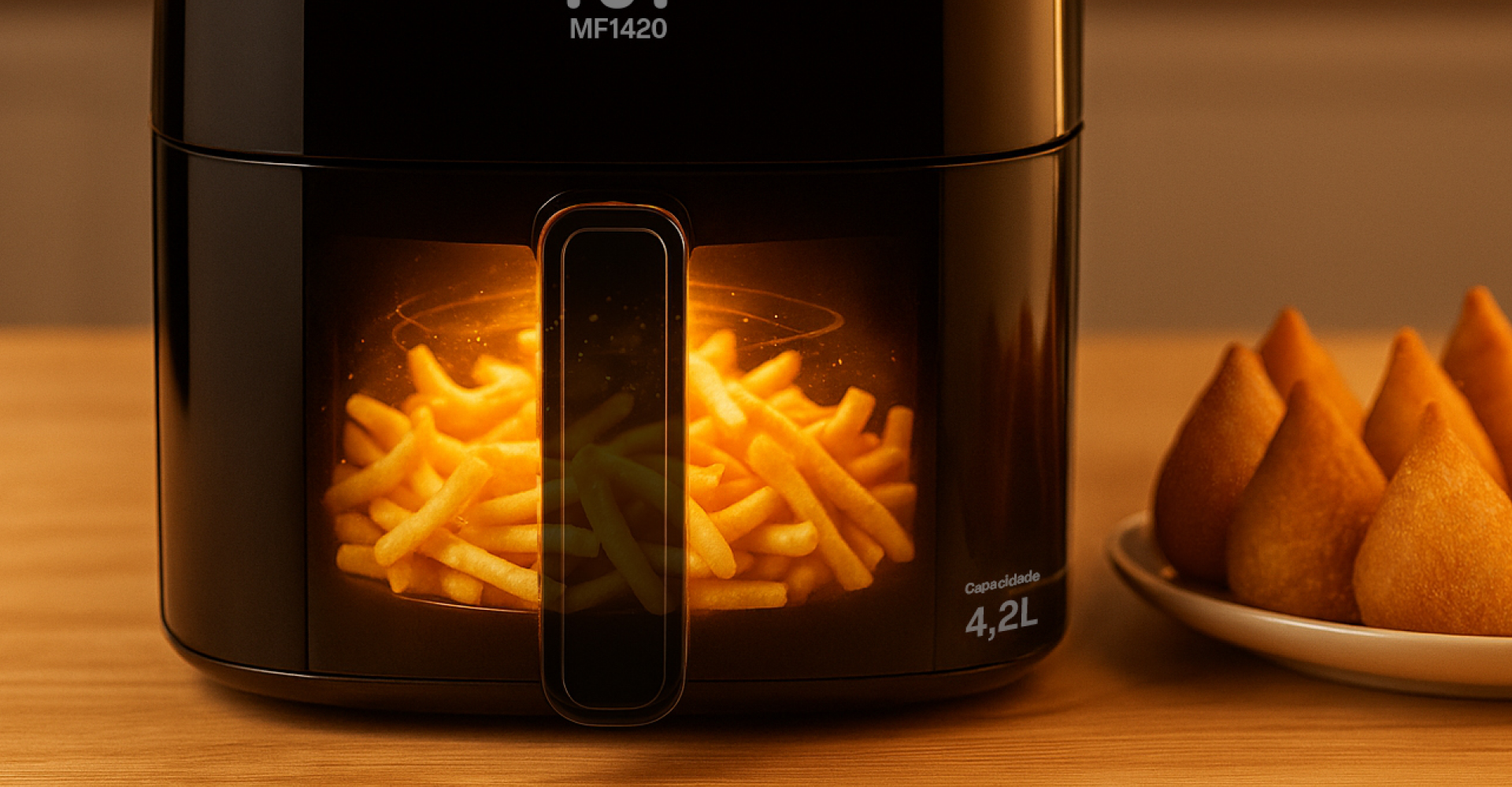 Air Fryer 1350W com coxinhas