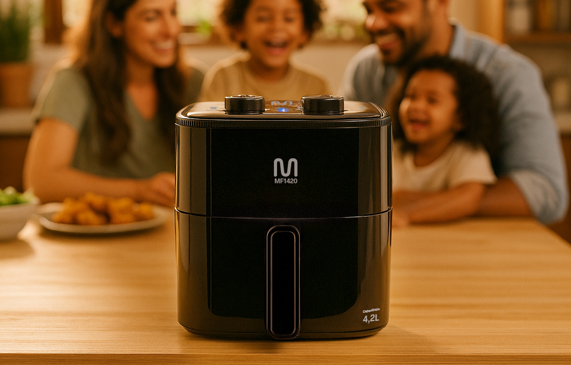 Air Fryer 1350W com coxinhas