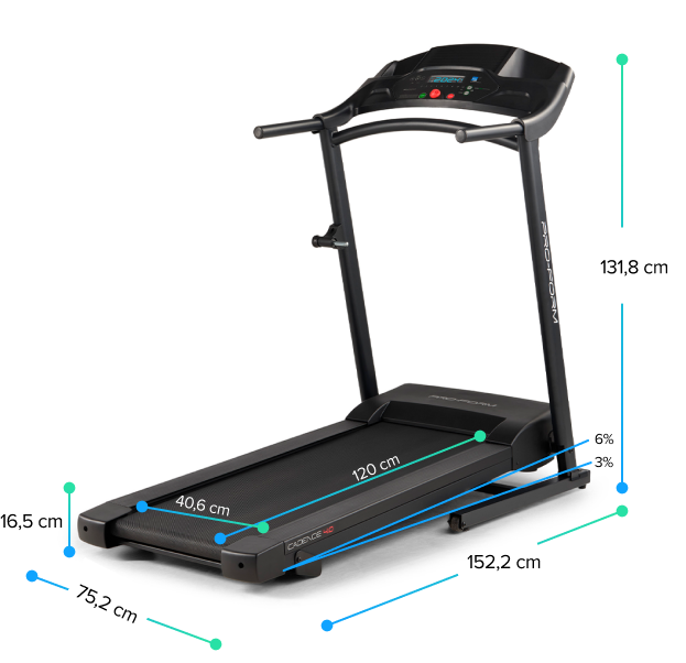 Dimensões da Esteira ProForm Cadence 4.0.