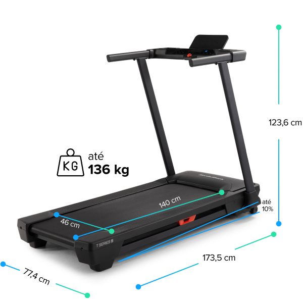 Dimensões da Esteira Nordictrack T5.