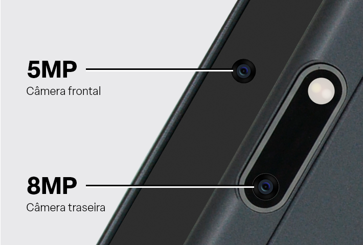 Smartphone preto com duas lentes de câmera na parte de trás