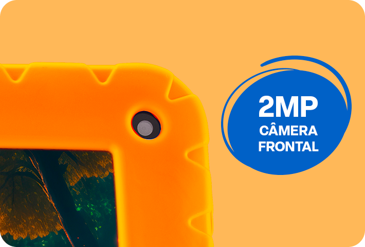 Imagem da câmera frontal do Tablet Kid Pad Laranja.