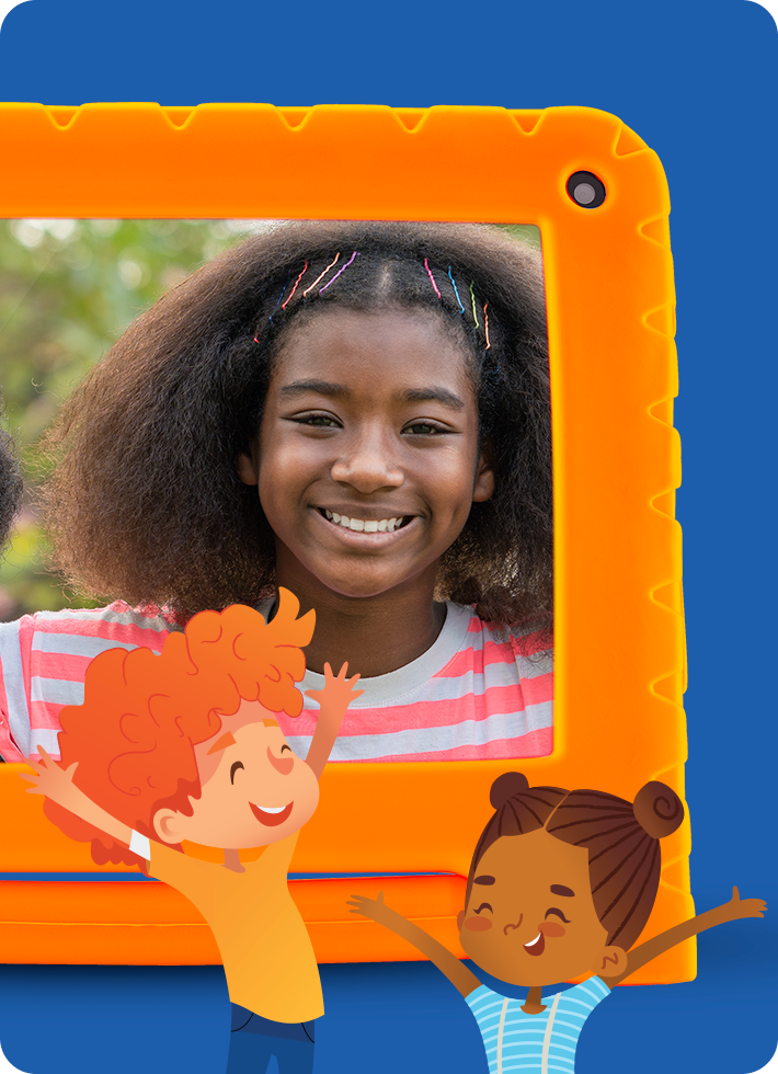 Banner da câmera frontal do Tablet Kid Pad Laranja.