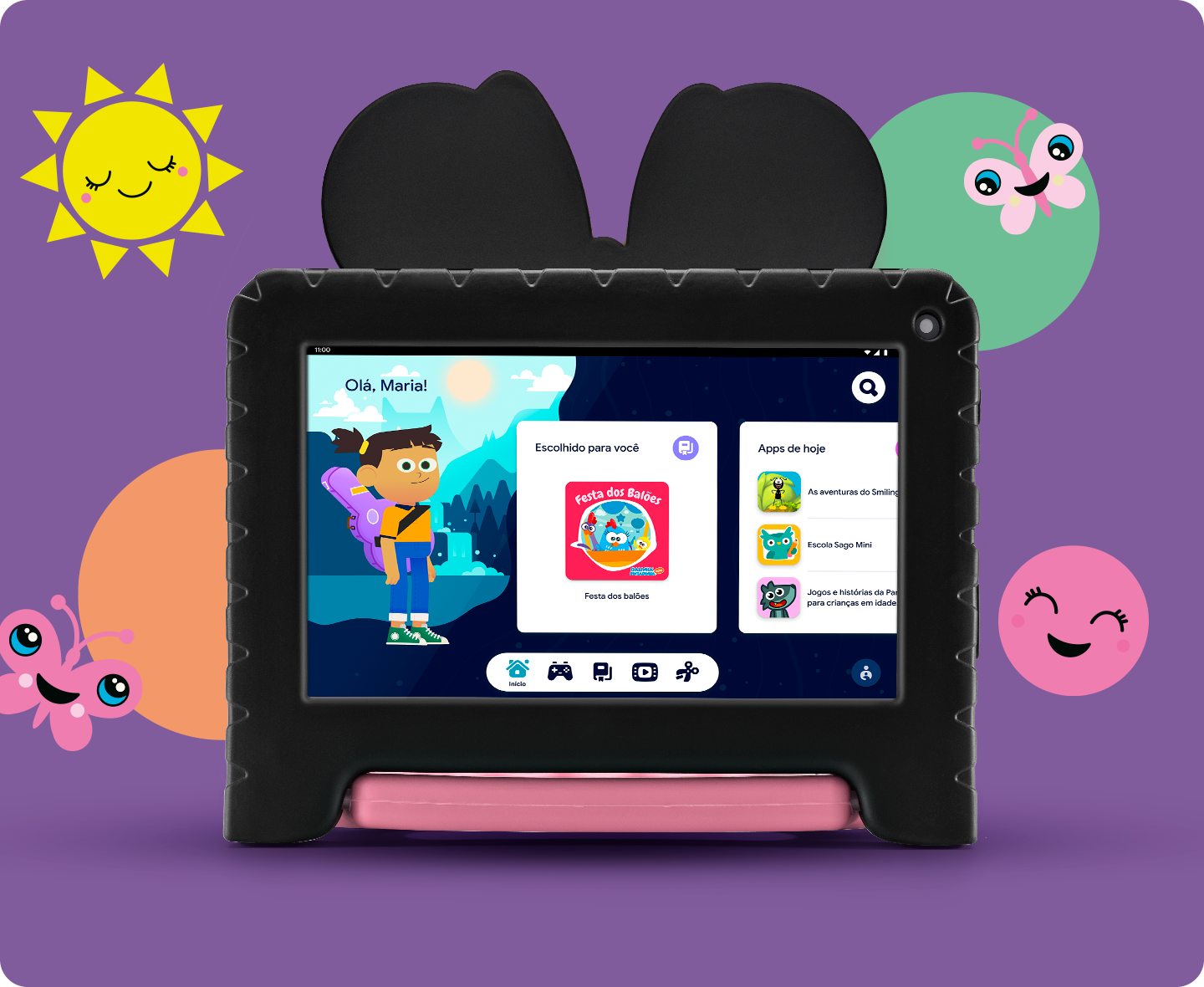 Tablet Minnie com personagem de desenho animado.