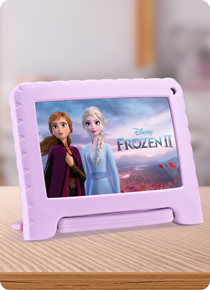 Foto do Tablet Frozen em um banco de um veículo.