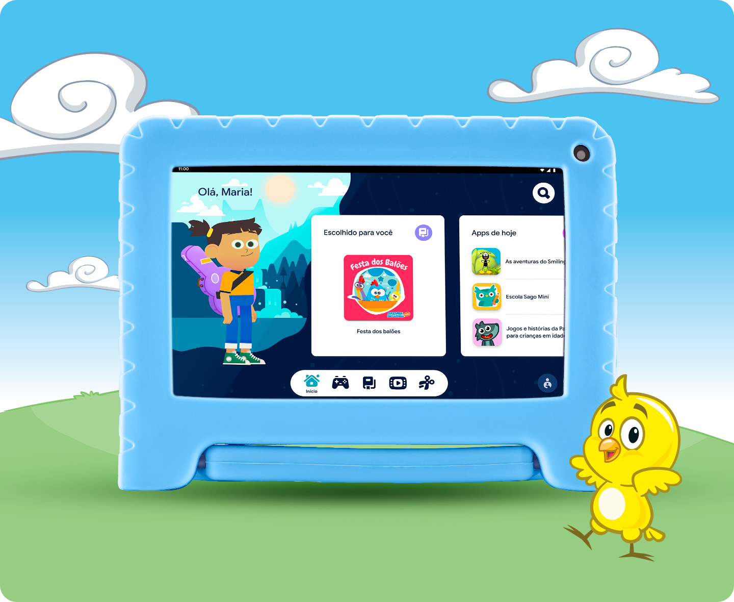 Banner da tela do Tablet Galinha Pintadinha.