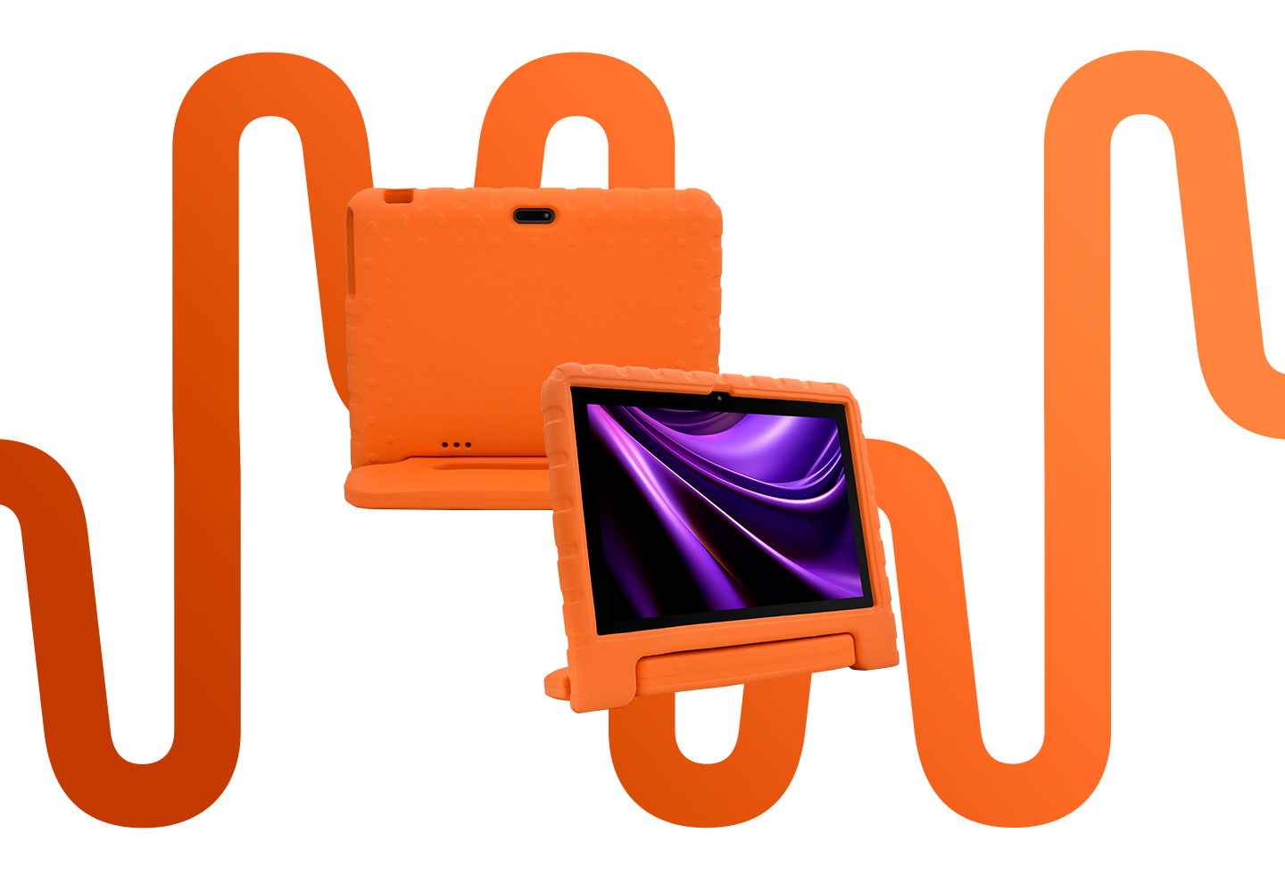 Tablets no fundo de onda laranja