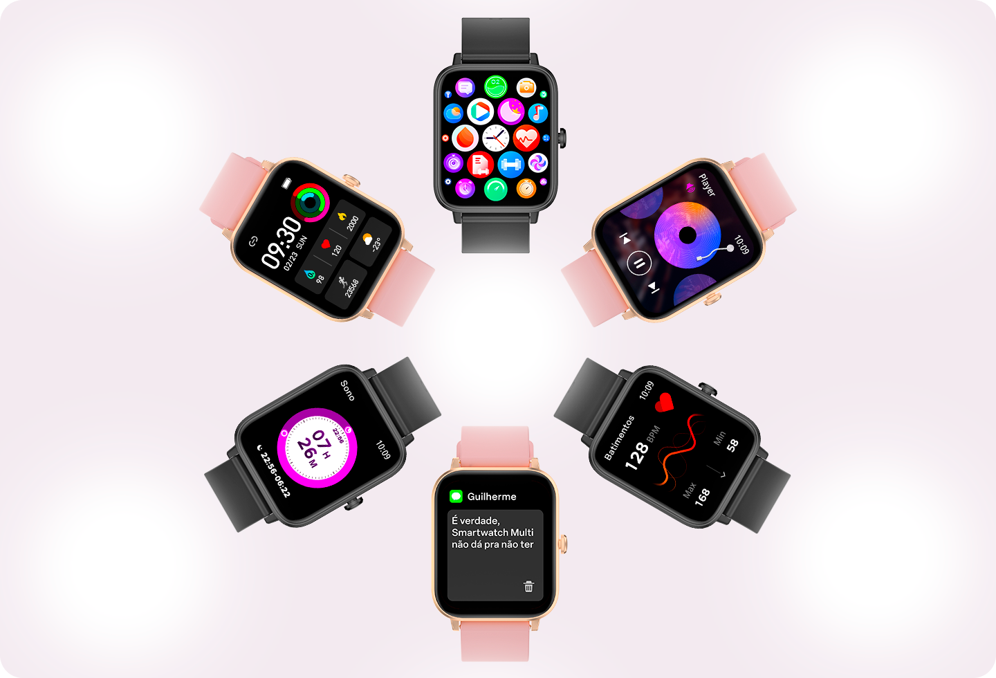 Mosaico com diversos Smartwatches