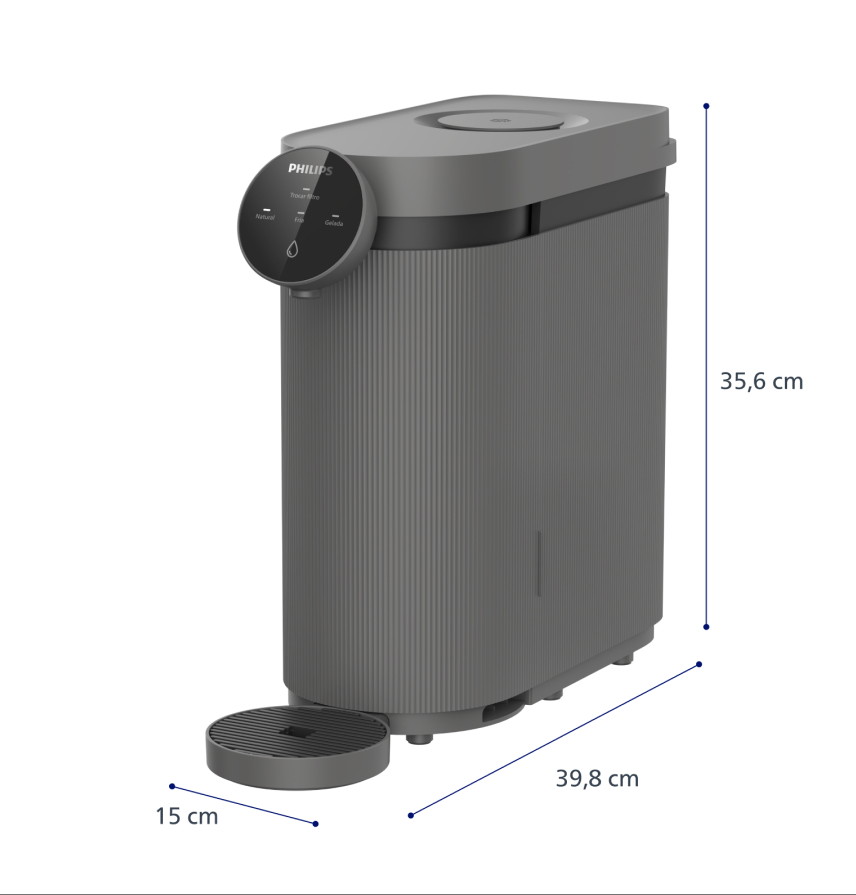 Purificador de Água Philips ADD5927DG com as dimensões 15 x 39,8 x 35,6 cm