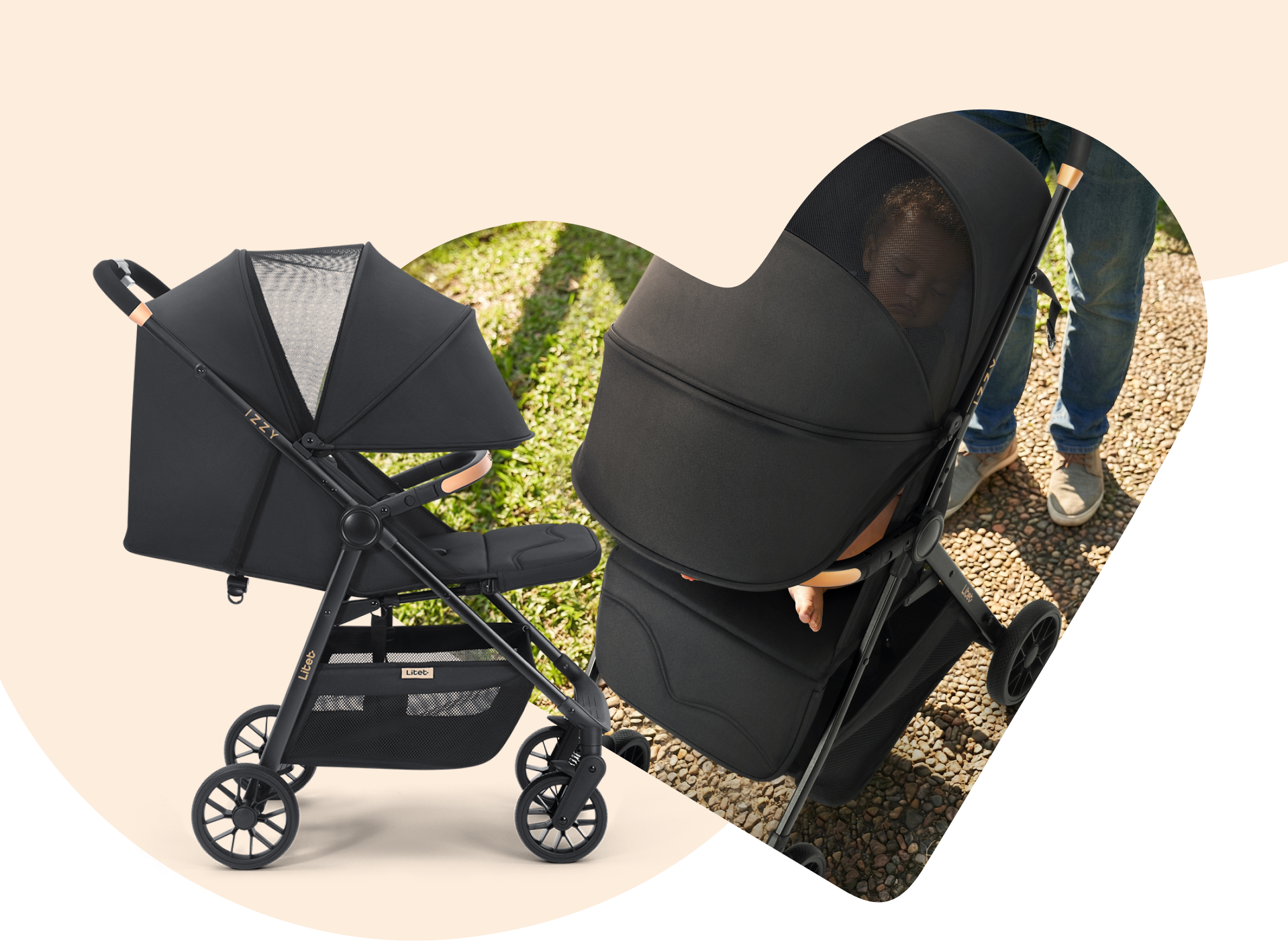 Pai passeando com bebê no parque