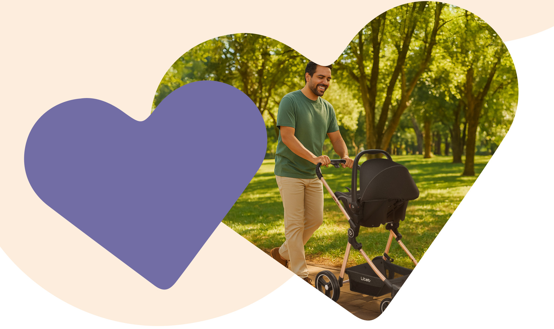 Pai passeando com bebê no parque