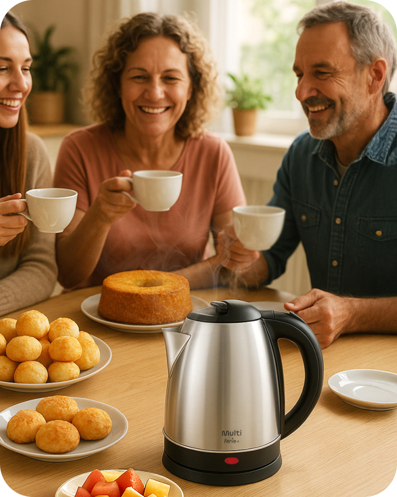 Família tomando café