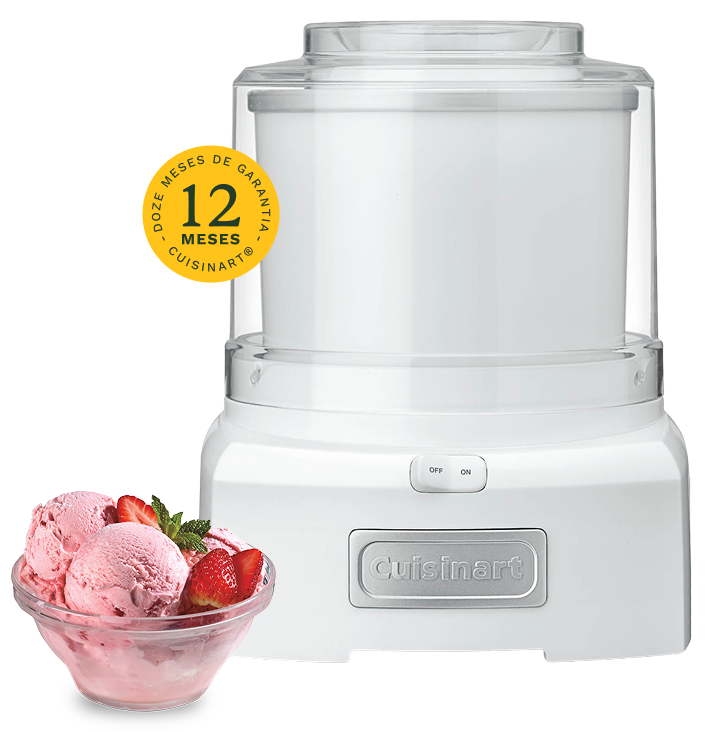 Sorveteira Cuisinart com selo de 12 meses de garantia e bowl de sorvete