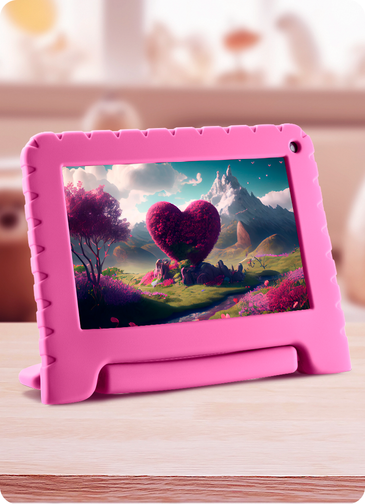 Menina com magia saindo do tablet