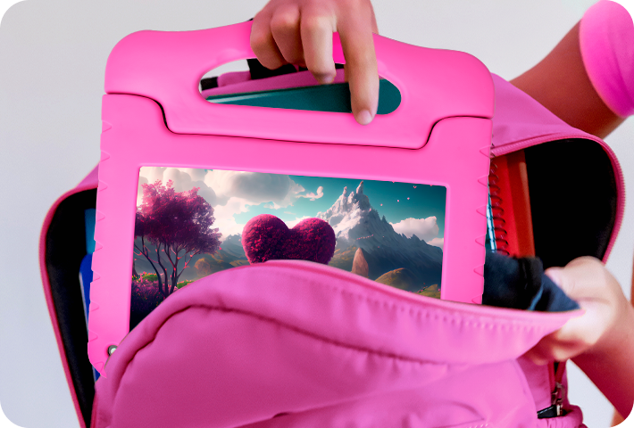 Mãe e filhos usando tablet