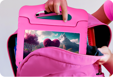 Mãe e filhos usando tablet