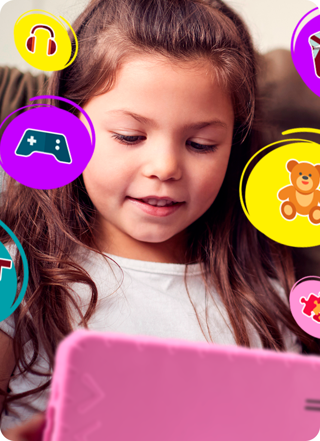 Menina com magia saindo do tablet