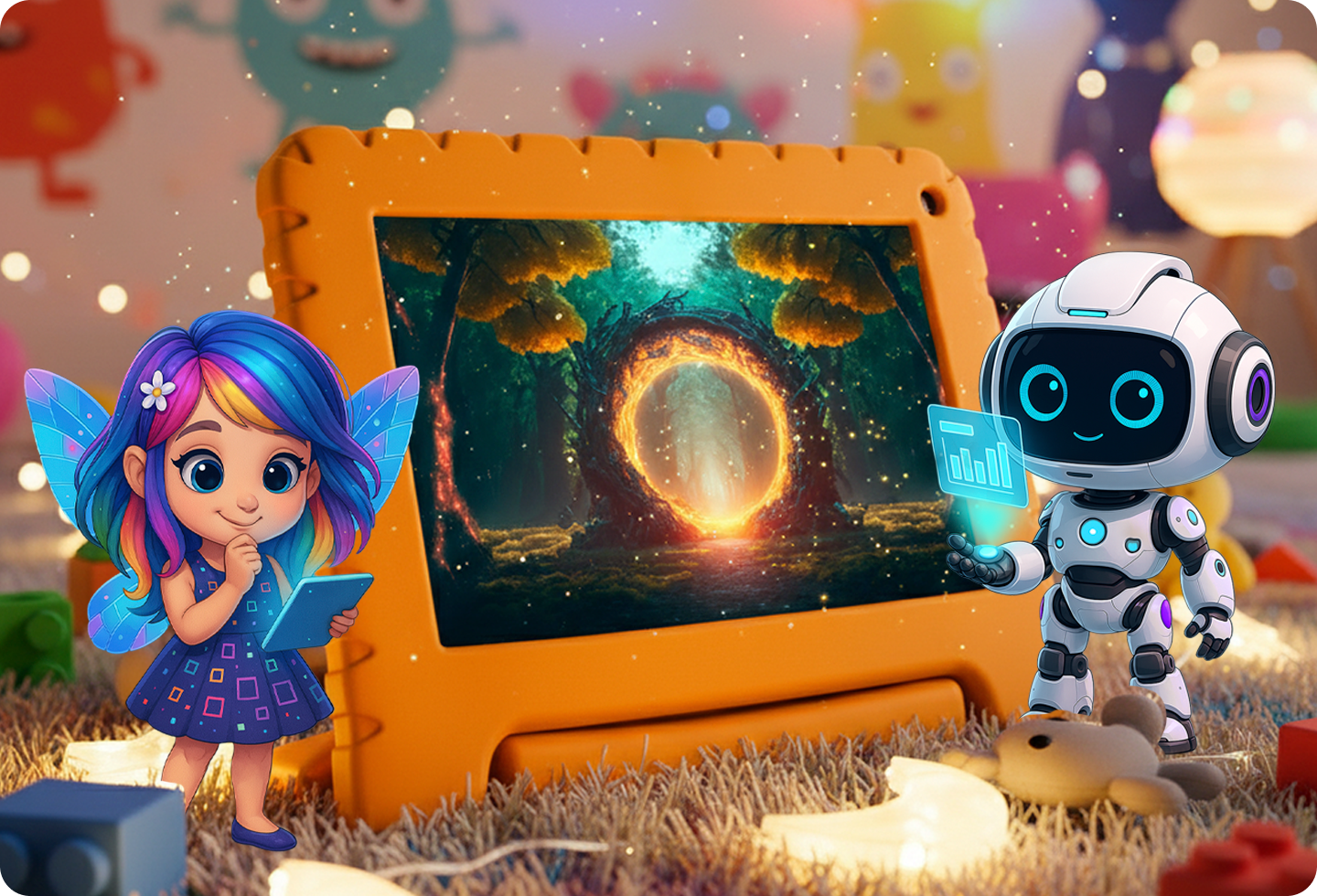 Tablets no fundo de onda laranja