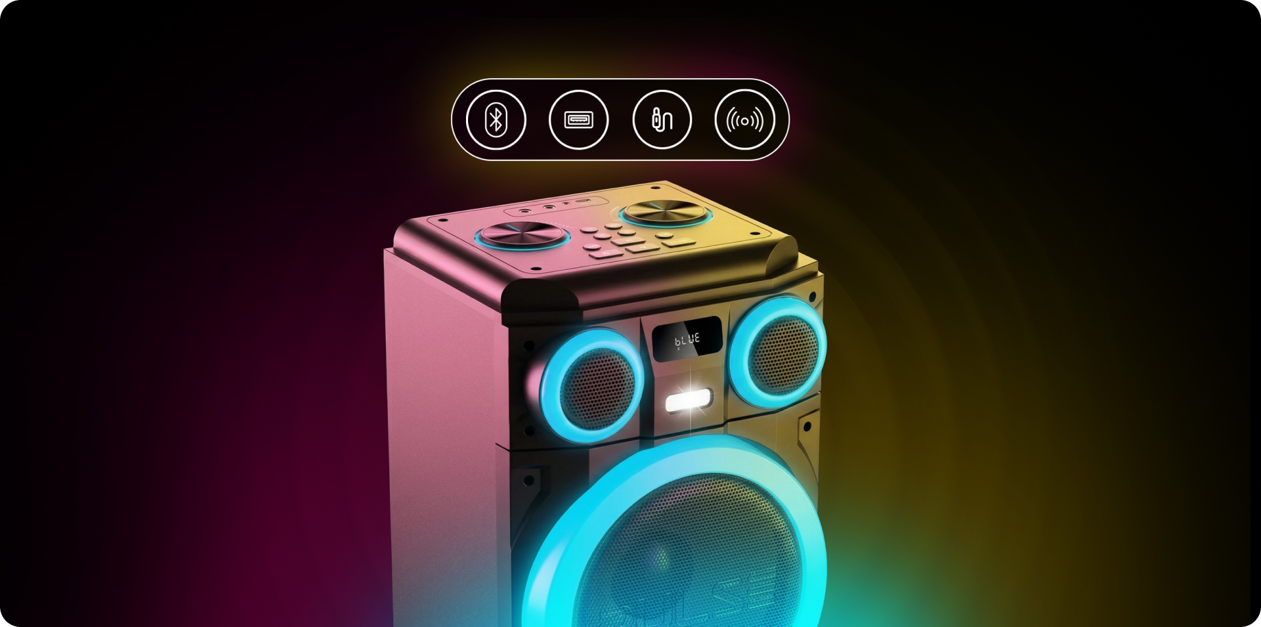 Caixa de som Pulsebox com luzes LED