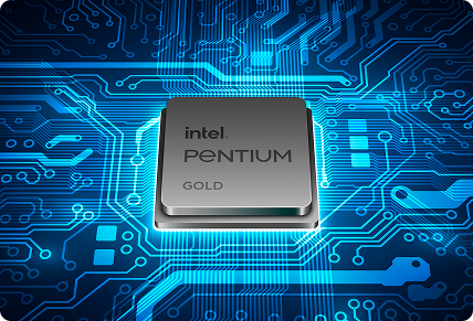 Processador Intel Celeron em fundo tecnológico azul