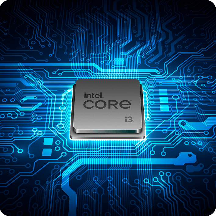 Processador Intel Celeron em fundo tecnológico azul