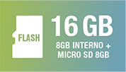 O novo smartphone armazena até 16GB de memória, sendo 8GB de memória interna e mais 8GB com o cartão micro SD já incluso