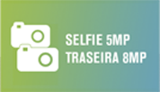 DUAL CÂMERA: frontal com 5MP, ótima qualidade para tirar selfies e fazer vídeo conferências e traseira com 8MP, que garante muito mais qualidade para eternizar seus momentos